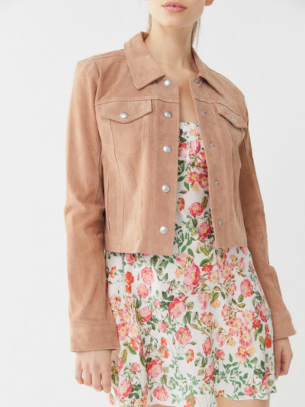 BLANKNYC Suede Cropped Trucker Jacket